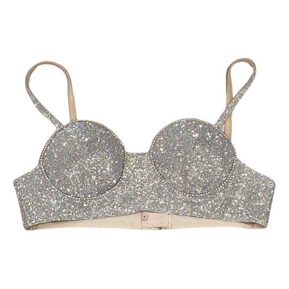 FWRD Nue Studio Jane Bullet Bra in Metallic Silver xs nye night out - Picture 8 of 16
